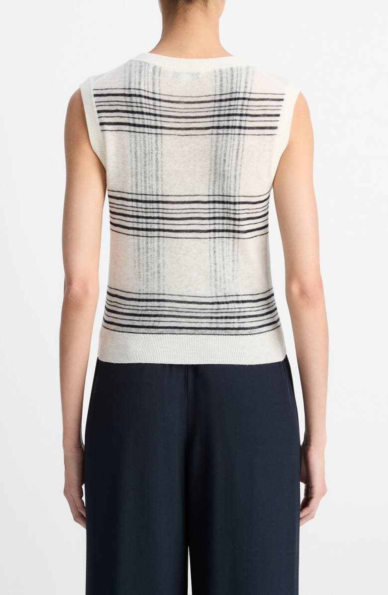 Vince Plaid V-Neck Wool Sweater Vest, Alternate, color, Off White/Coastal