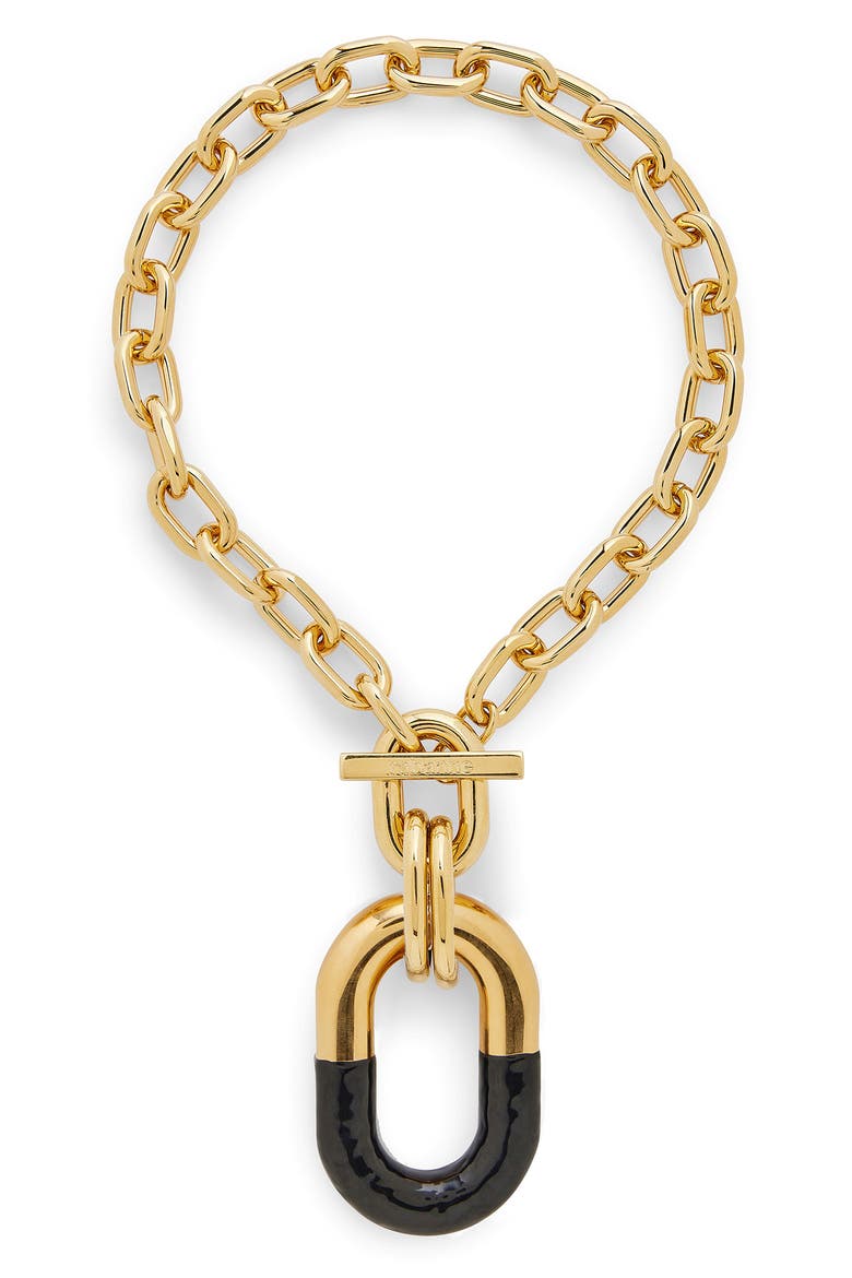 2-Tone XL Link Necklace, Main, color, BLACK / LIGHT GOLD