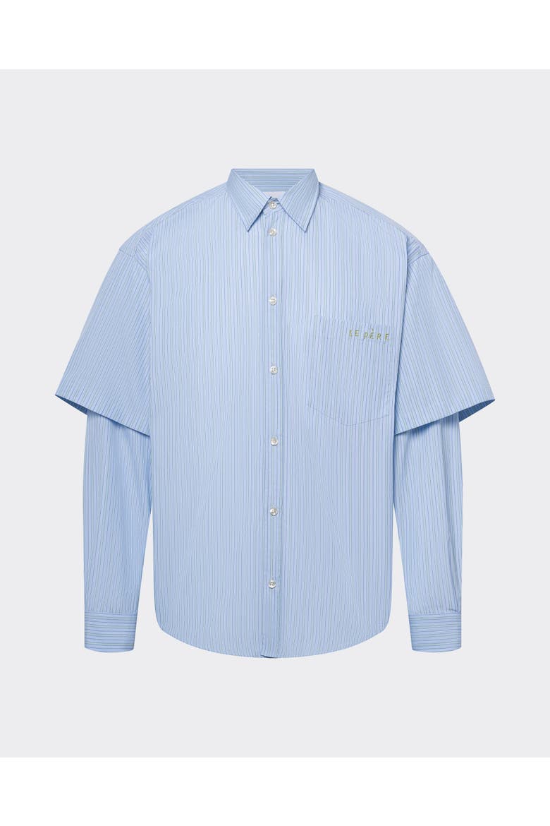 Double Sleeve Button Down Shirt, Alternate, color, Peacock