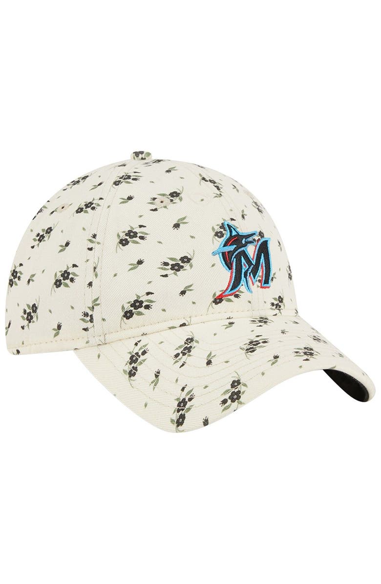 New Era Women's New Era Cream Miami Marlins Chrome Bloom 9TWENTY Adjustable Hat, Alternate, color, Cream