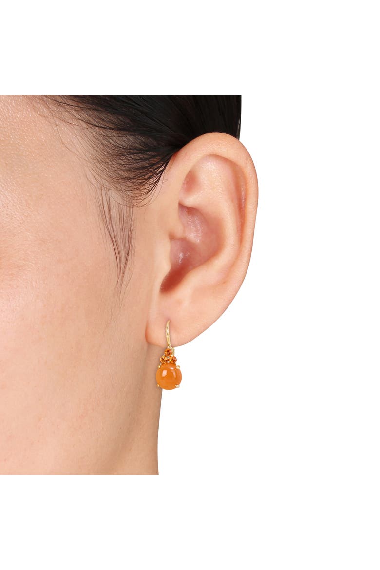 Orange Moonstone & Sapphire Circle Earrings, Alternate, color, Moonstone