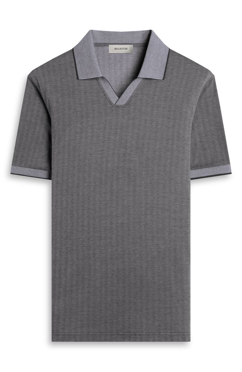 Bugatchi Tipped Johnny Collar Polo, Alternate, color, Black