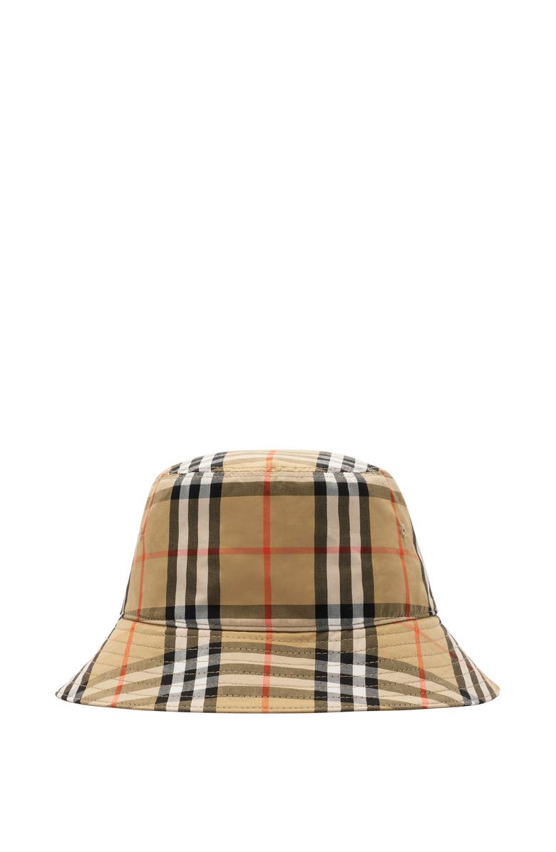 Burberry Check Cotton Bucket Hat, Main, color, Sand Beige