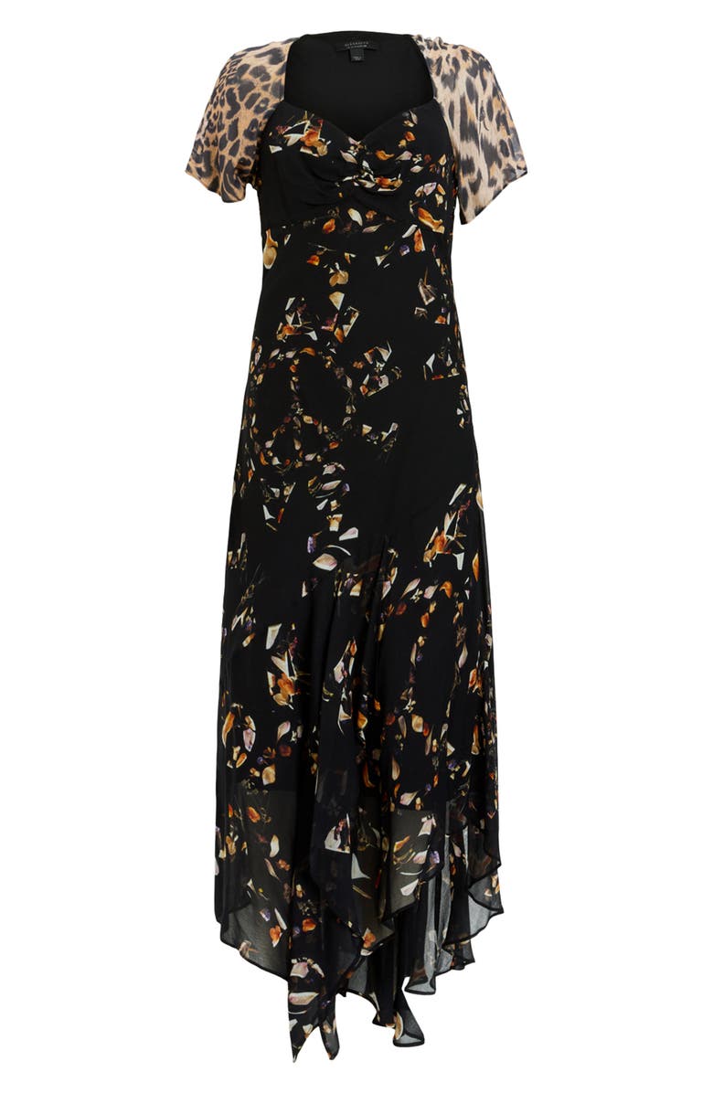 AllSaints Leah Print Maxi Dress, Alternate, color, Kateri Black