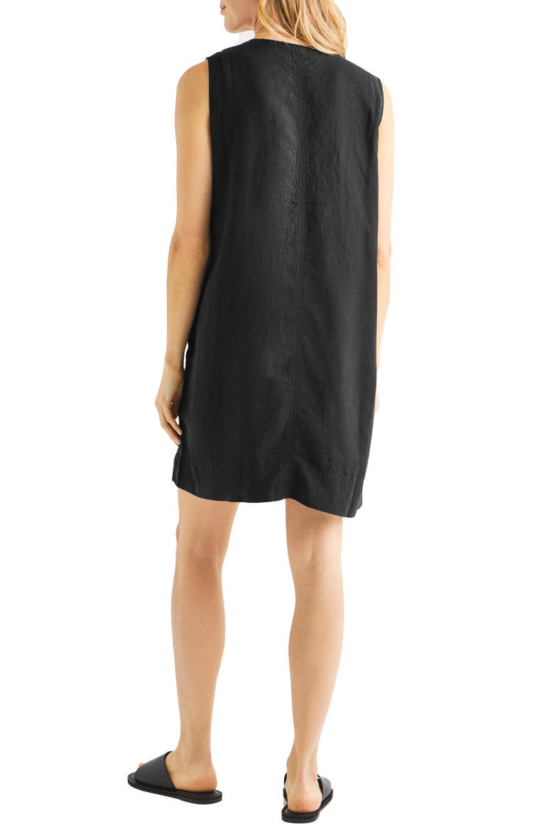Dawson Linen Blend Minidress, Alternate, color, BLACK