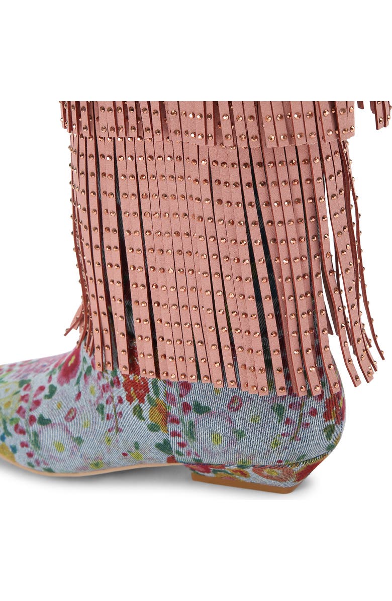 Kurt Geiger London Floral Sequin Fringe Western Boot, Alternate, color,