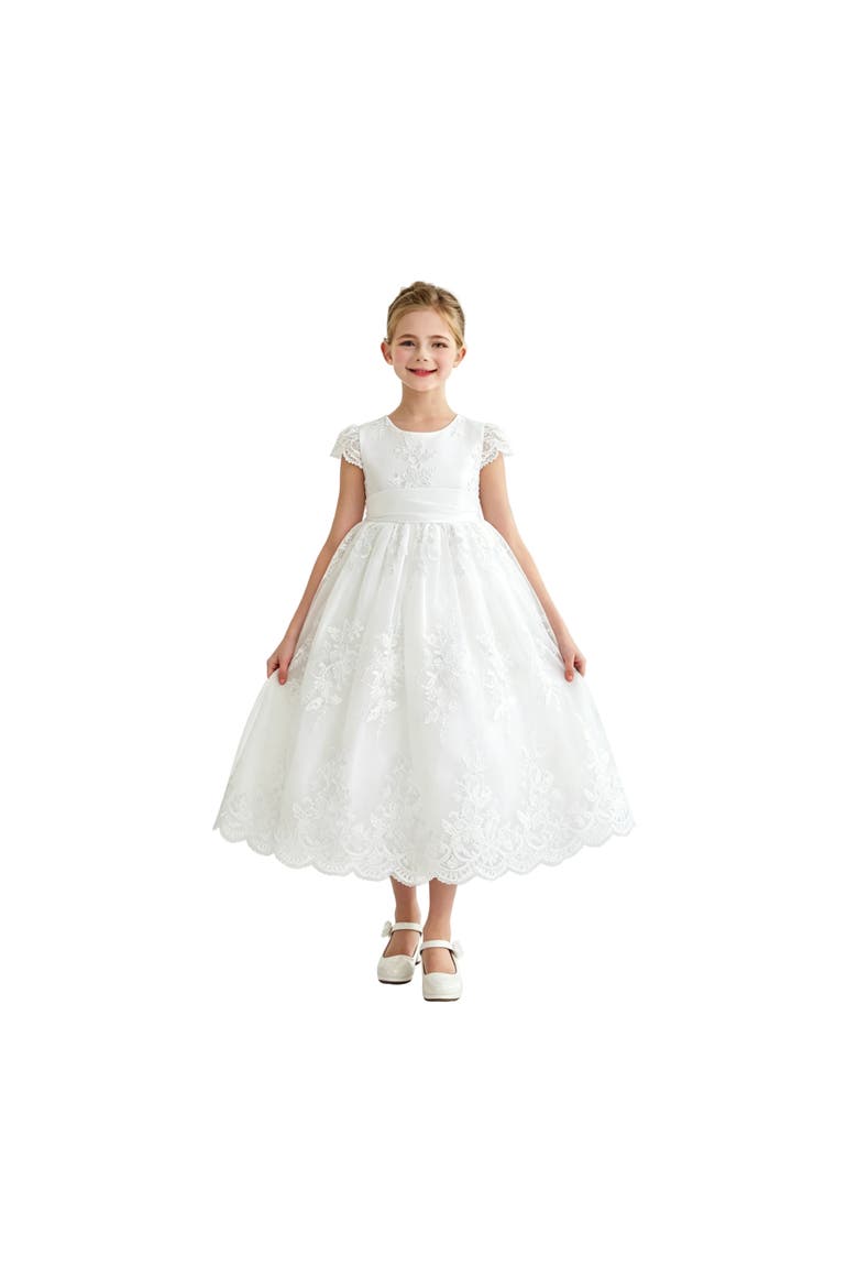 Valina Lace Communion Dress, Alternate, color, White