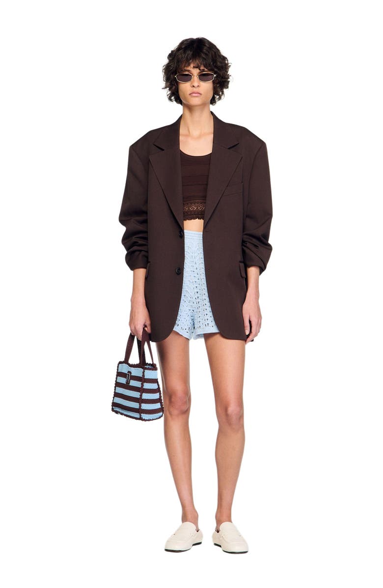 SANDRO Oversized wool jacket, Alternate, color, Chocolate