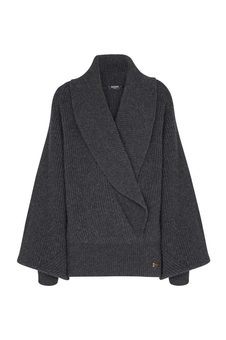 Oversized Wrap Knit Jumper, Alternate, color, Grey