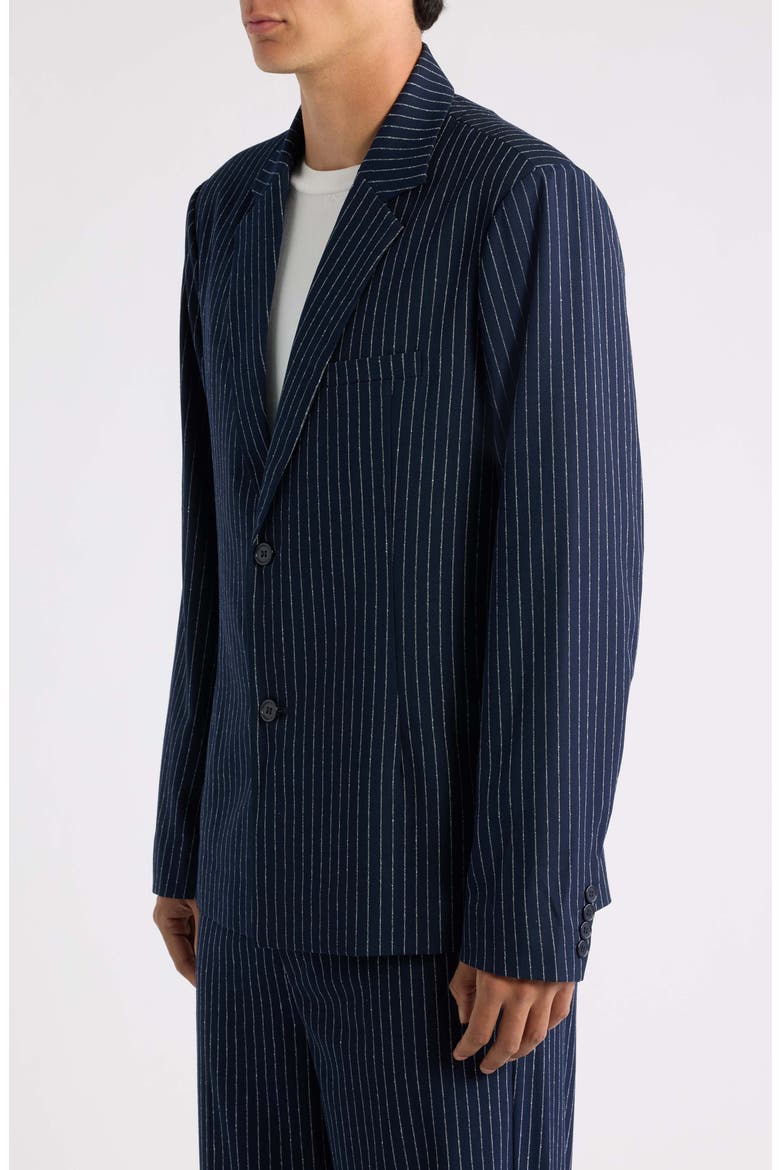 Pinstripe Blazer, Alternate, color, NAVY