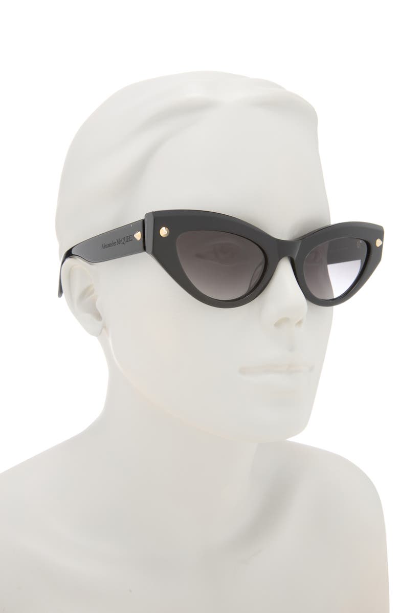 McQueen 52mm Cat Eye Sunglasses, Alternate, color, Black Black Grey