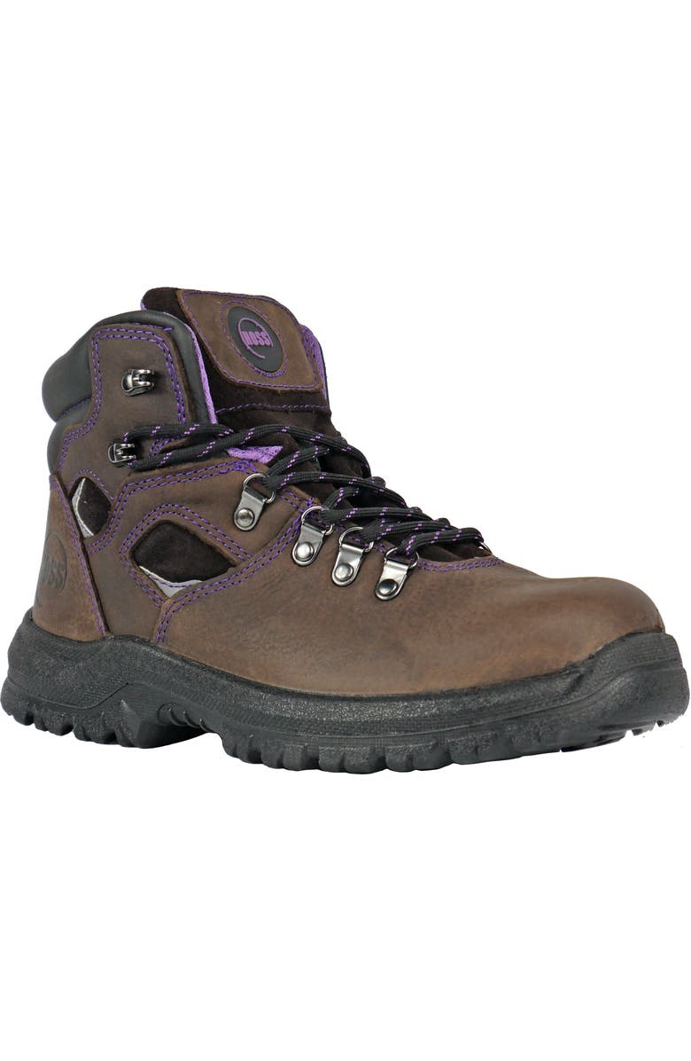 Hoss Boot Company HOSS Lily Womens Steel Toe Work Boot, Main, color, Brown/Purple