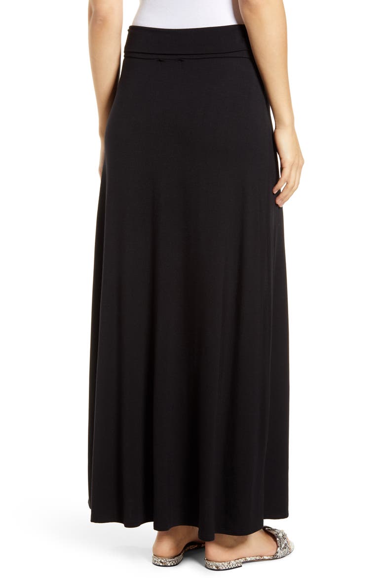 Roll Top Maxi Skirt, Alternate, color, BLACK