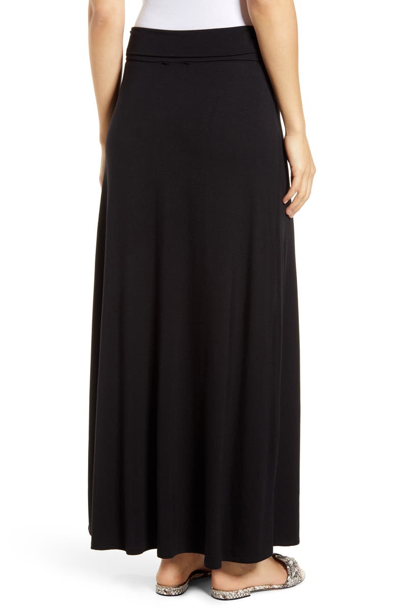 Loveappella Roll Top Maxi Skirt, Alternate, color, Black