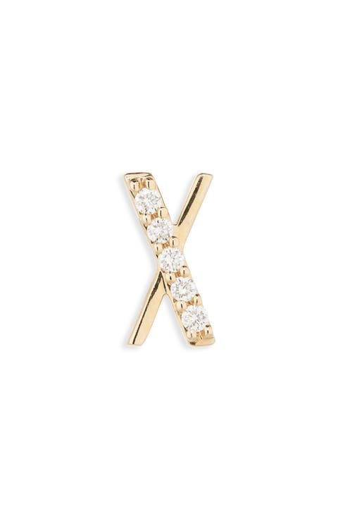 14K Gold Diamond Initial Single Stud Earring