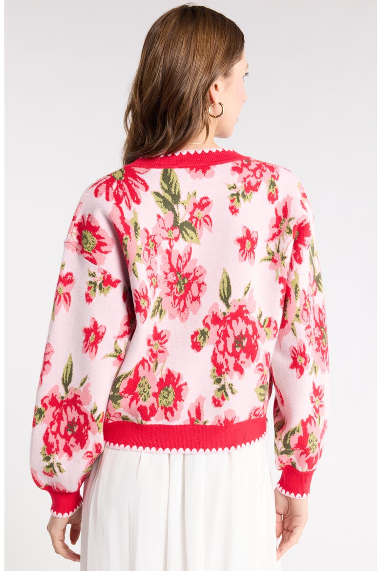 Floral Button Up Cardigan, Alternate, color, PINK RED FLORAL JQRD