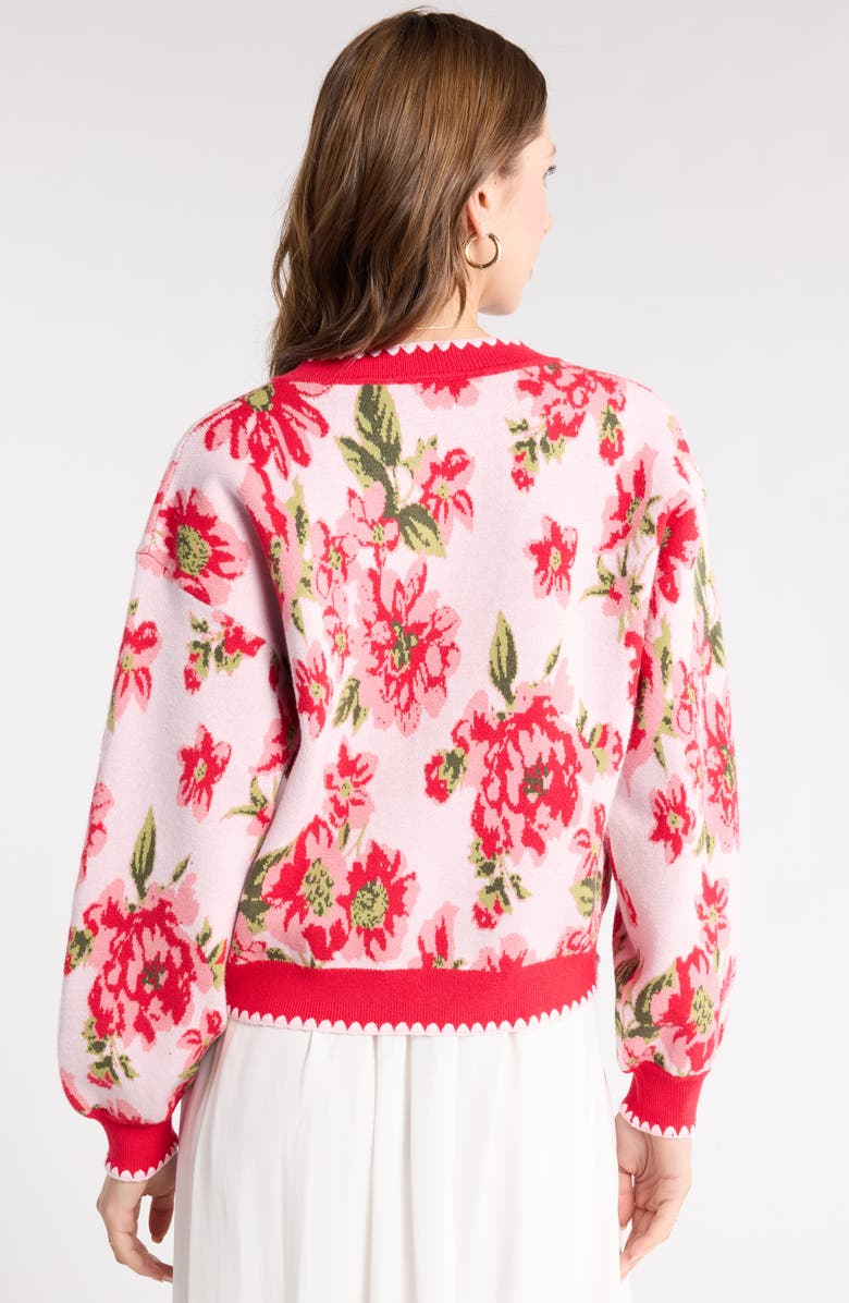 1901 Floral Button Up Cardigan, Alternate, color, Pink Red Floral Jqrd