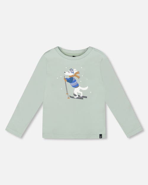 Deux Par Deux Long Sleeve Organic Cotton Jersey Tee In Green