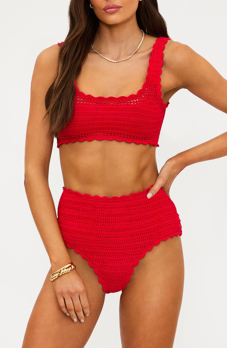 Beach Riot Andy Crochet Bikini Top, Alternate, color, Ruby Crochet