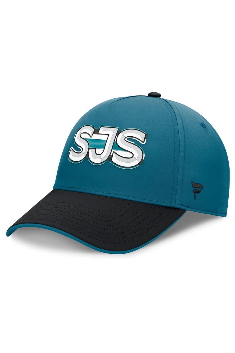 Men's Fanatics Teal/Black San Jose Sharks Authentic Pro Rink Team Code Flex Hat, Main, color, Teal