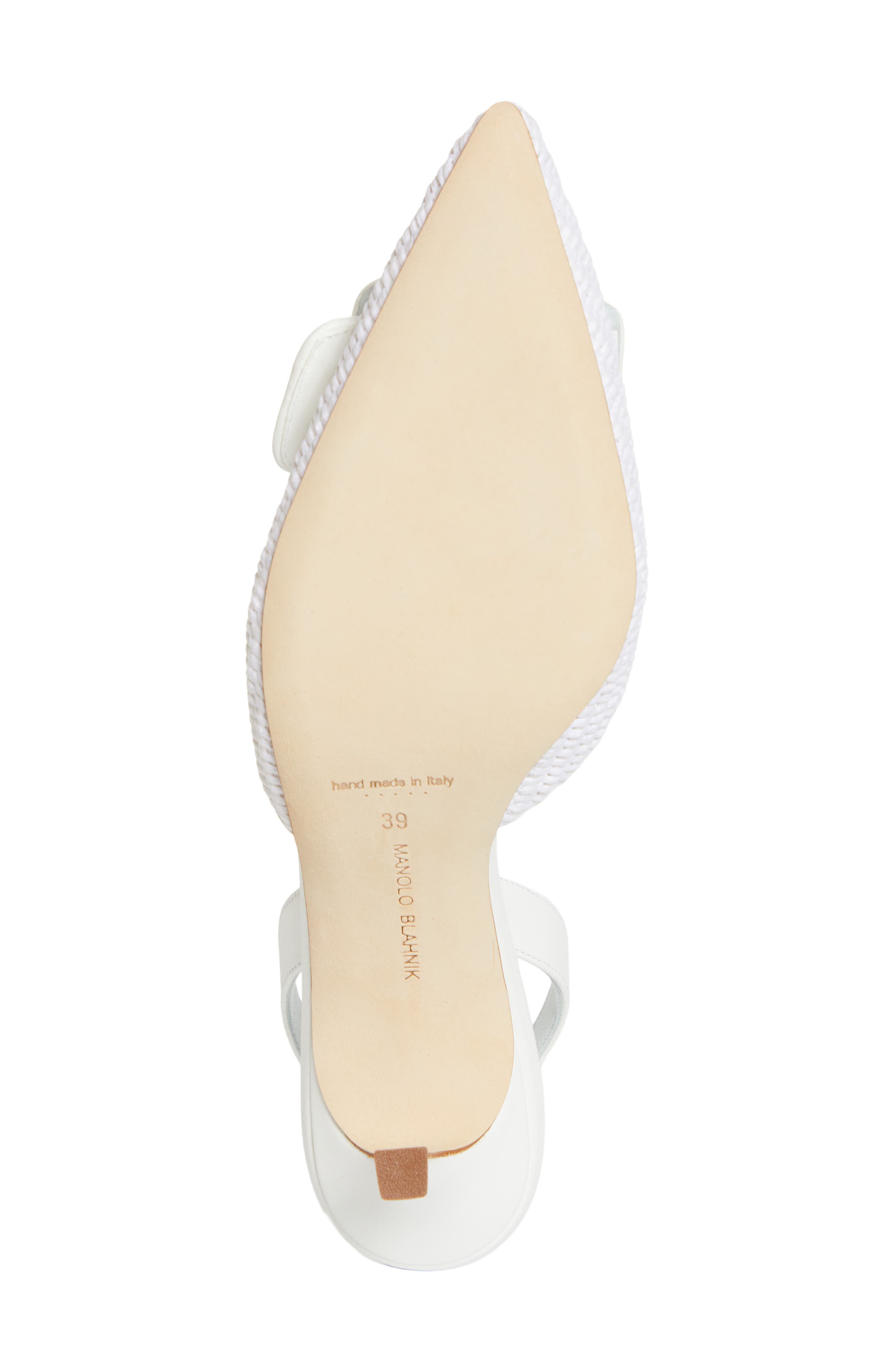 Manolo Blahnik Maysli Buckle Slingback Pump, Alternate, color, White