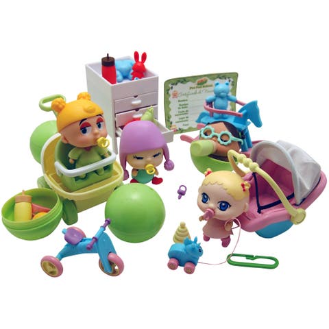 Giant 27 Piece Playset, Mini Dolls, Clothes, Accessories, 3+