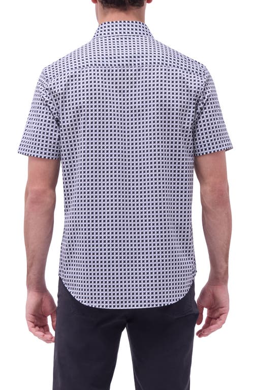 Bugatchi Miles Ooohcotton® Geometric Print Short Sleeve Button-up Shirt In Zinc