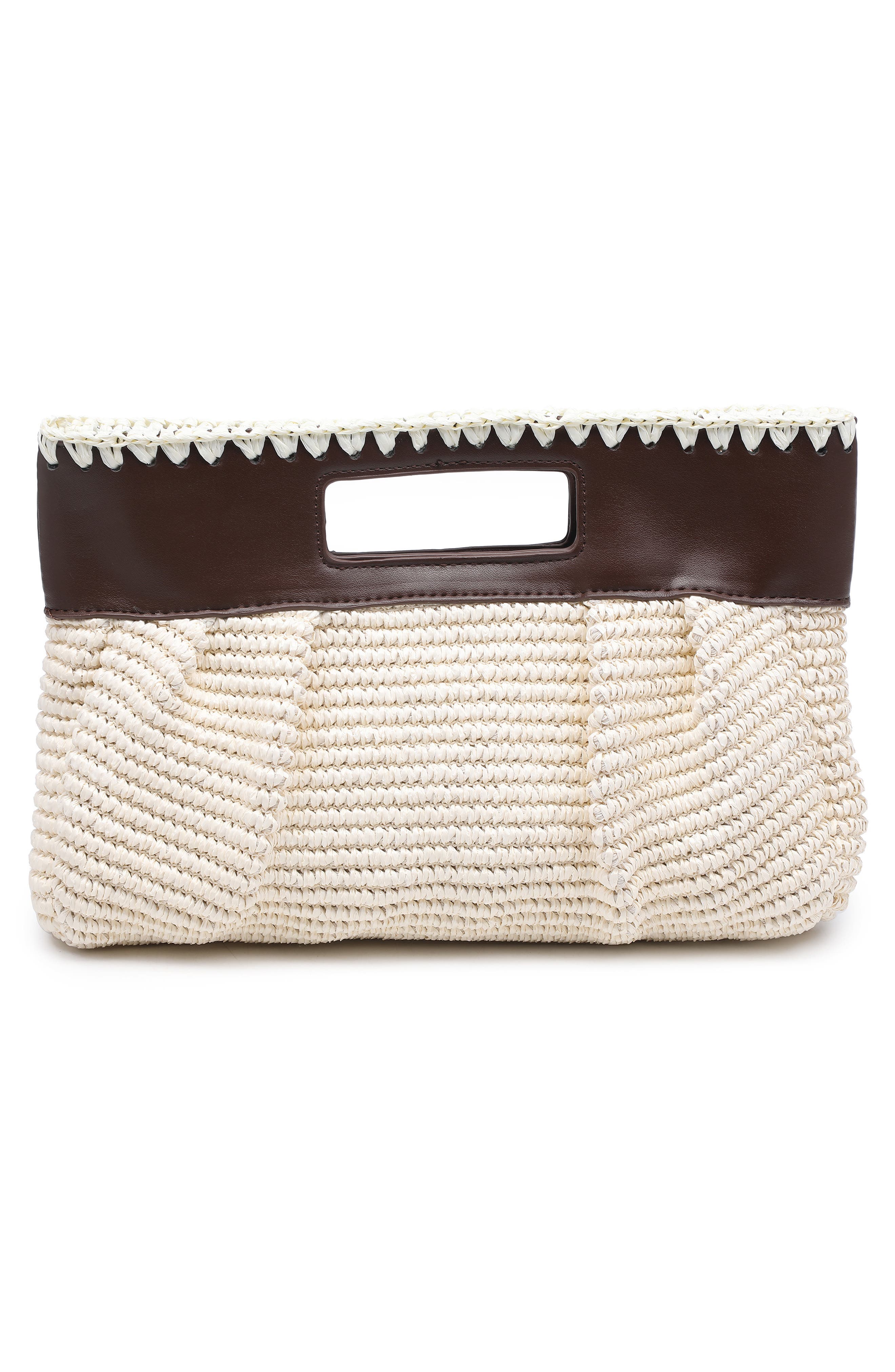 MODA LUXE Straw Crossbody Clutch, Alternate, color, Ivory Coffee