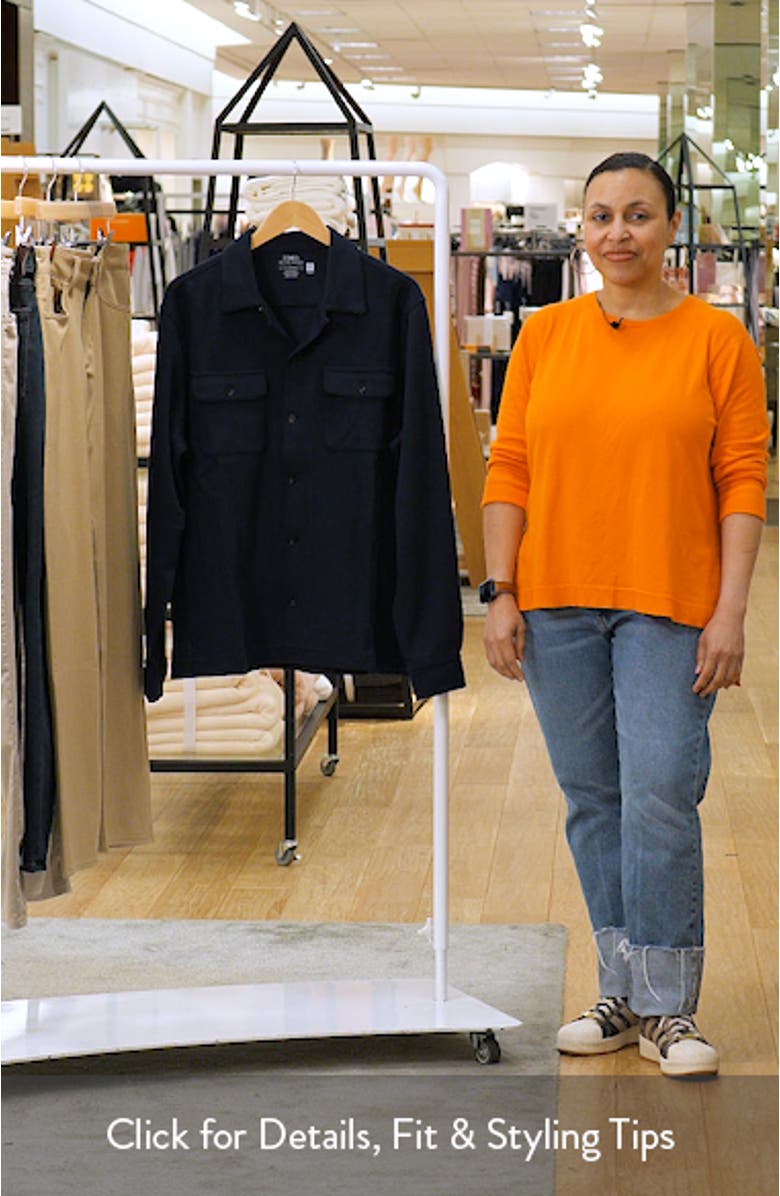 Long Sleeve Double Knit Cotton Blend Camp Shirt, sales video thumbnail