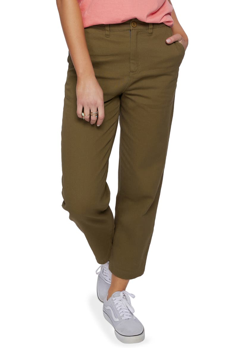 High Waist Cotton Chino Pants, Alternate, color, OLIVE