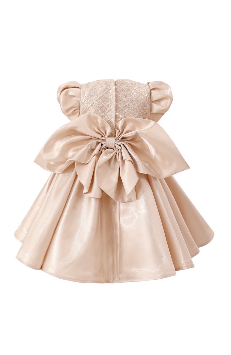 Tulleen Luna Satin Bow Occasion Dress, Alternate, color, Champagne