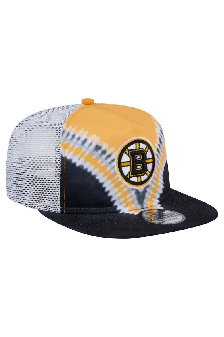 Men's New Era  Black/Gold Boston Bruins Throwback V-Dye Adjustable Golfer Hat, Alternate, color, Black