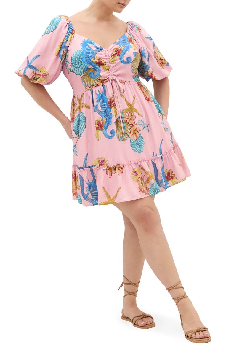 Giselle Seahorse Print Minidress, Main, color, SEAHORSE PRINT