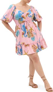 City Chic Giselle Seahorse Print Minidress