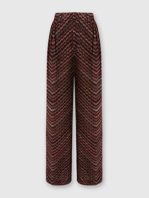 Mid-rise Tailored Pants With Zigzag Pattern