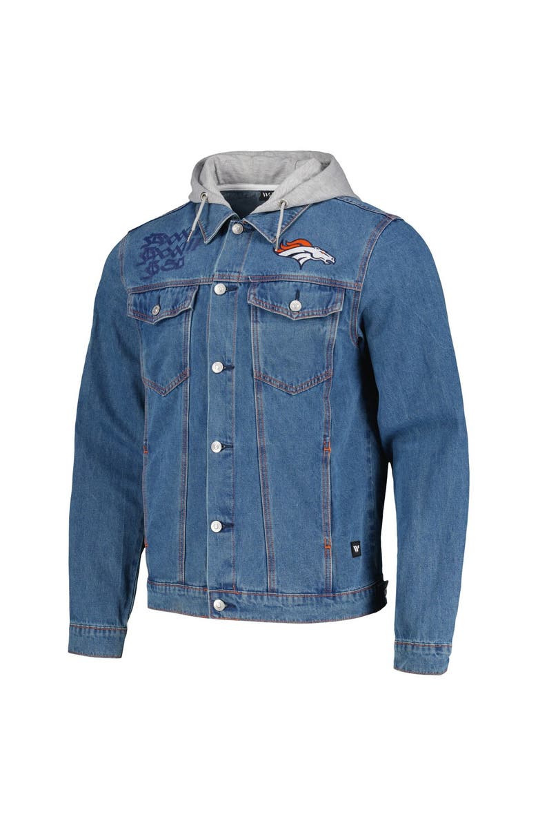 THE WILD COLLECTIVE Men's The Wild Collective Denim Denver Broncos Hooded Full-Button Denim Jacket, Alternate, color, 