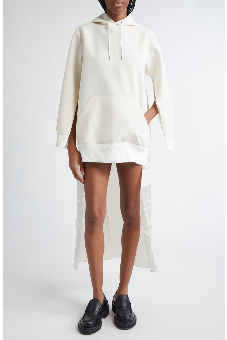 High-Low Hoodie Dress, Main, color, OFF WHITE