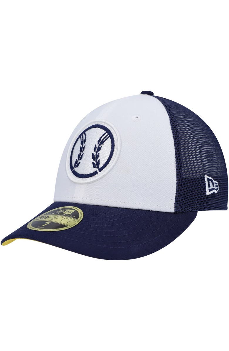 New Era Men's New Era White/Navy Milwaukee Brewers 2023 On-Field Batting Practice Low Profile 59FIFTY Fitted Hat, Main, color, White