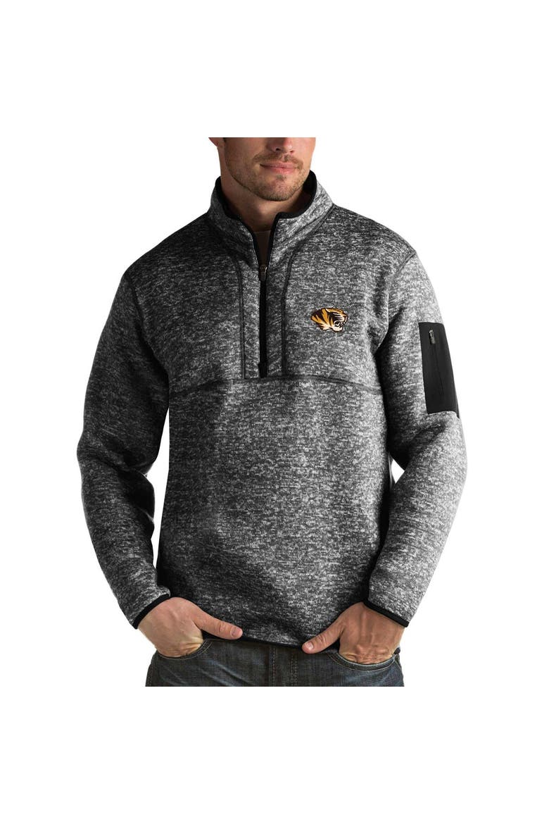 Men's Antigua Black Missouri Tigers Fortune Half-Zip Sweatshirt, Main, color, Black