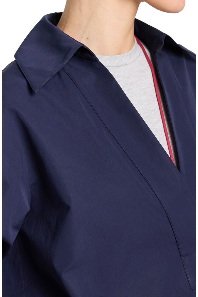Long Sleeve Woven Johnny Collar Top, Alternate, color, MIDNIGHT