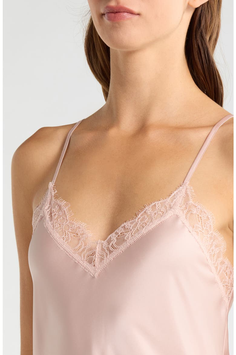 Scalloped Lace Trim Satin Slip, Alternate, color, PINK SEPIA