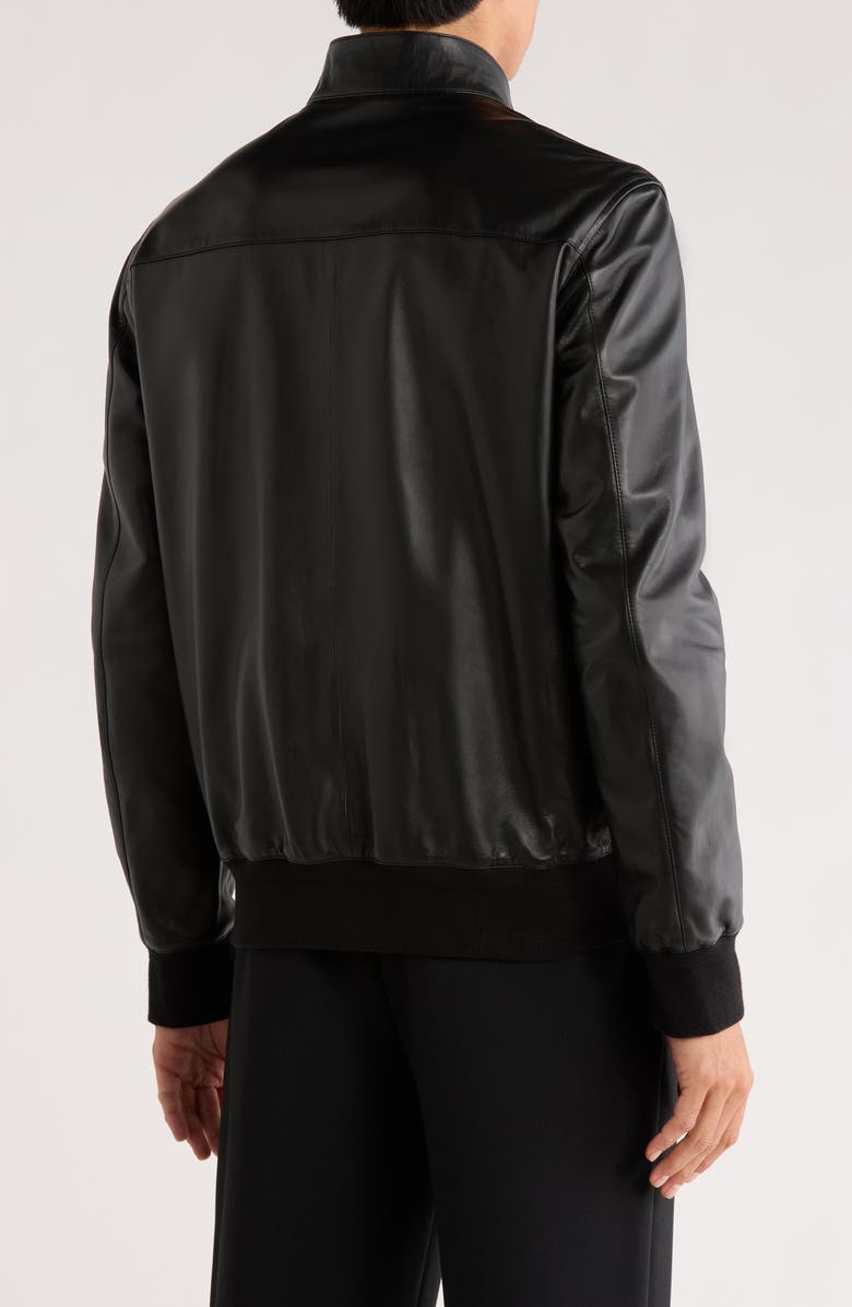 Bugatchi Leather Jacket, Alternate, color, Black