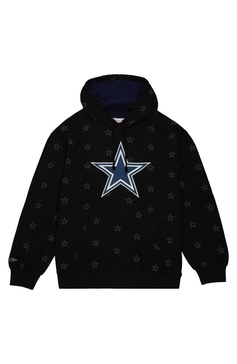 Mitchell & Ness Men's Mitchell & Ness Black Dallas Cowboys Allover Print Fleece Pullover Hoodie, Alternate, color,