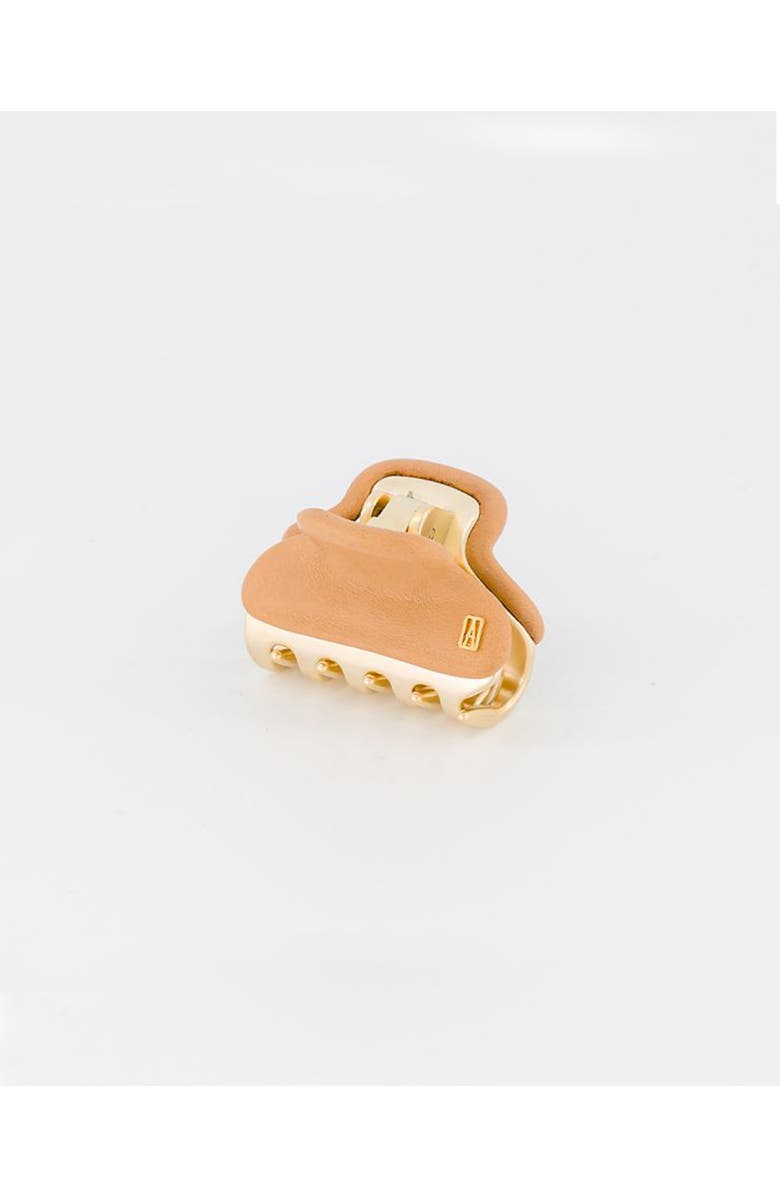 Alexandre de Paris Vendome leather hair clip, Alternate, color, Beige