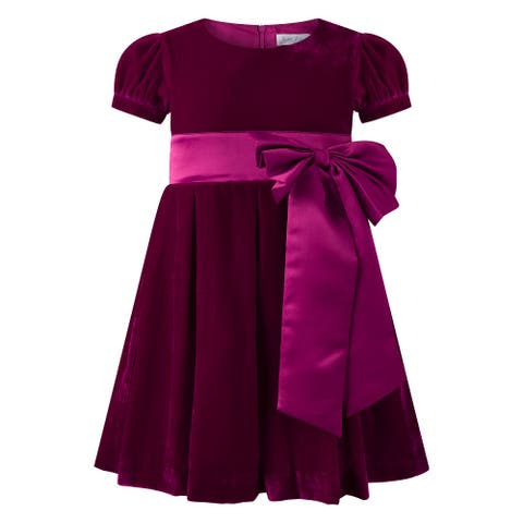 Fuschia Velvet Bow Dress