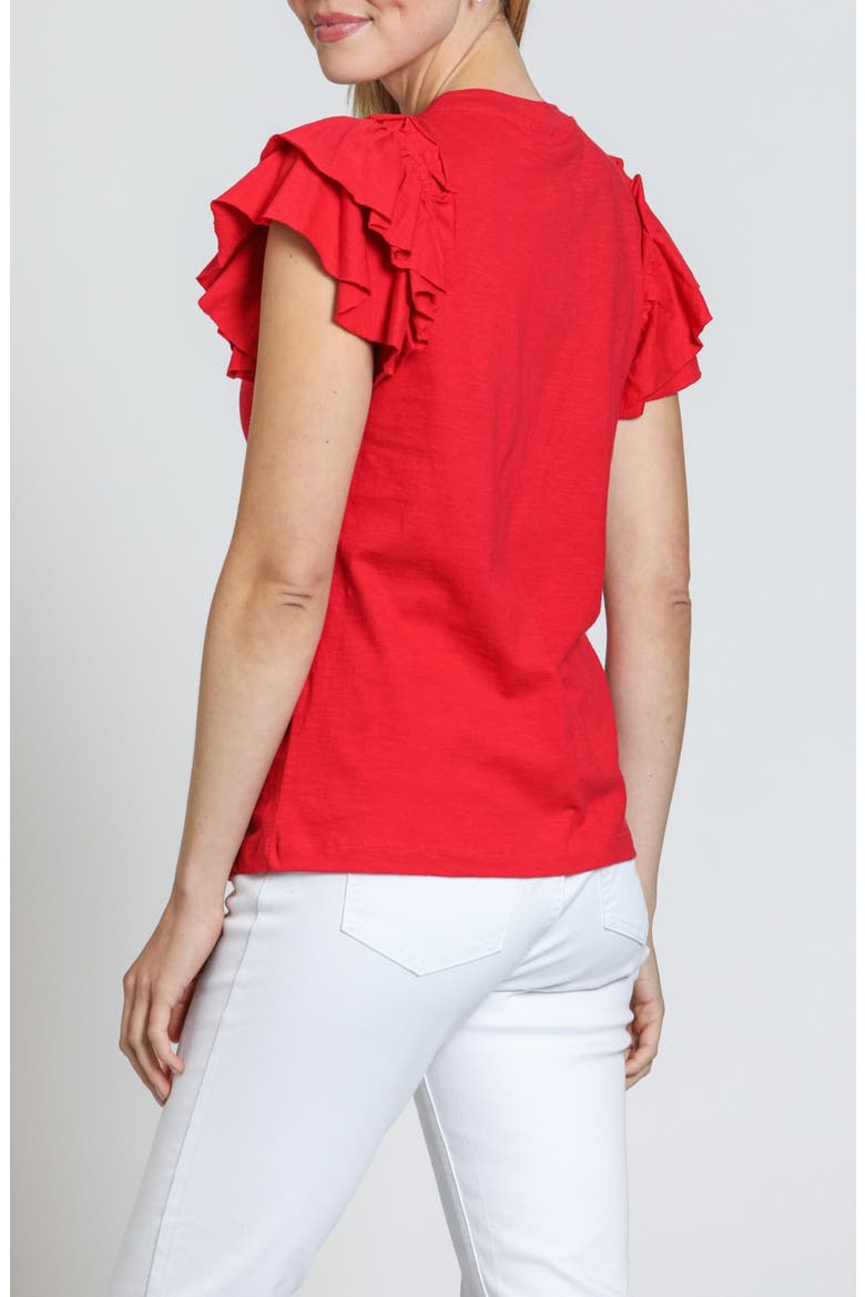 Ruffle Sleeve T-Shirt, Alternate, color, ROCCO RED