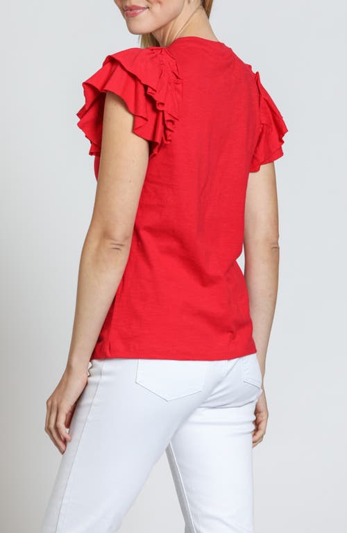 Apny Ruffle Sleeve T-shirt In Rocco Red