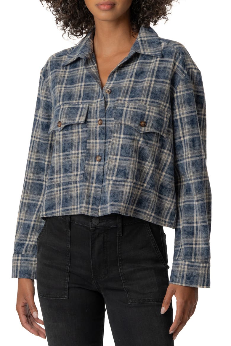 Mira Boxy Plaid Shirt, Main, color, BLUE