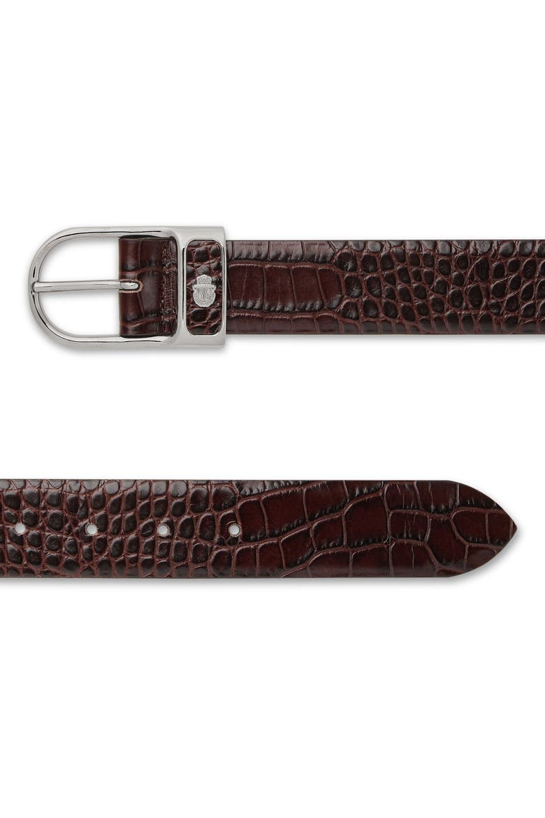 Leather Belt Crocco Men, Alternate, color, darkbrown/nickel
