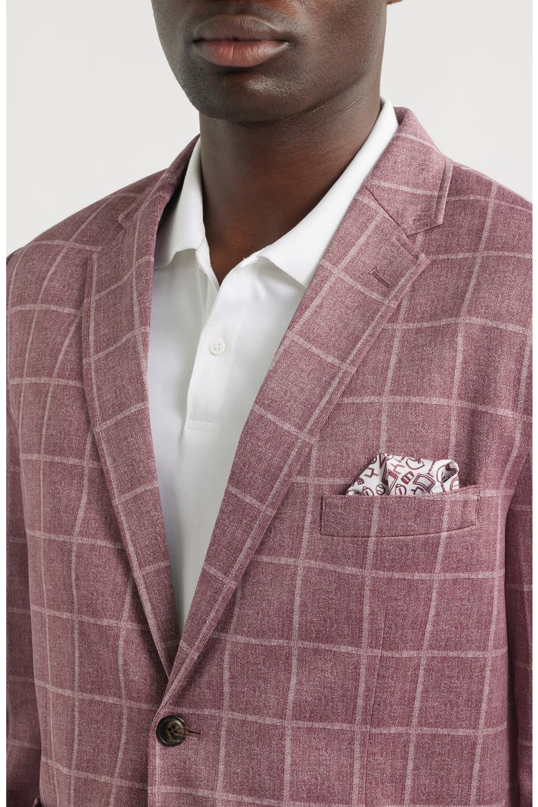 Game Day XC Flex® Pinnacle Red Windowpane Check Knit Sport Coat, Alternate, color, BURGUNDY PLAID